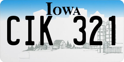 IA license plate CIK321