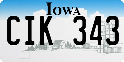 IA license plate CIK343