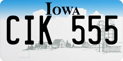 IA license plate CIK555