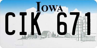 IA license plate CIK671