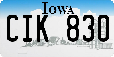 IA license plate CIK830