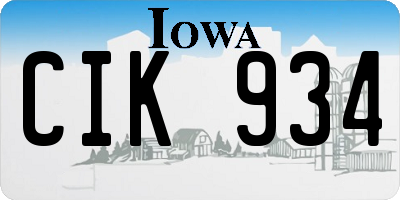 IA license plate CIK934