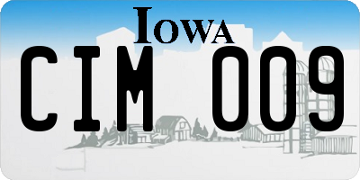 IA license plate CIM009