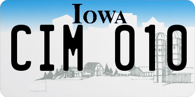 IA license plate CIM010
