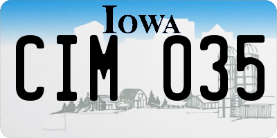 IA license plate CIM035