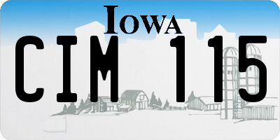 IA license plate CIM115