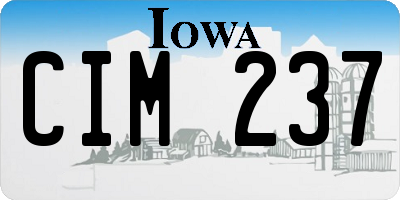 IA license plate CIM237