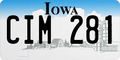 IA license plate CIM281