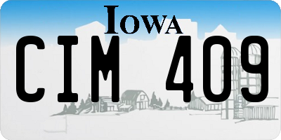 IA license plate CIM409