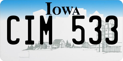 IA license plate CIM533