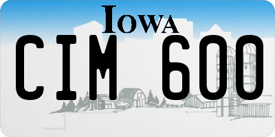 IA license plate CIM600