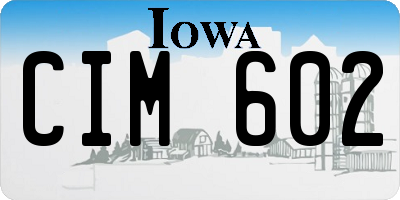 IA license plate CIM602
