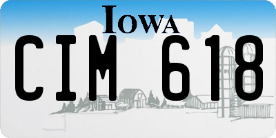 IA license plate CIM618