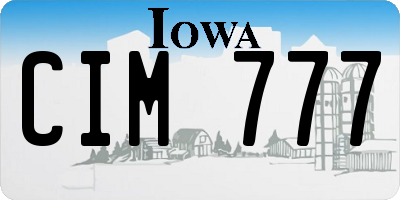 IA license plate CIM777