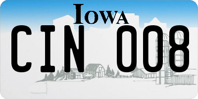 IA license plate CIN008