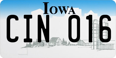 IA license plate CIN016