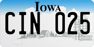 IA license plate CIN025