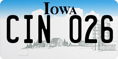 IA license plate CIN026