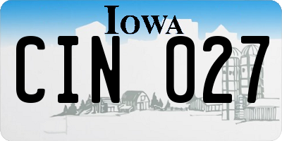 IA license plate CIN027