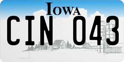 IA license plate CIN043