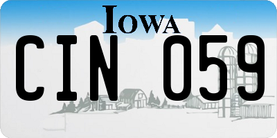 IA license plate CIN059