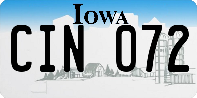 IA license plate CIN072