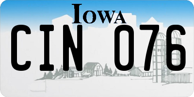 IA license plate CIN076