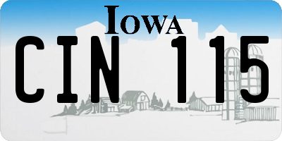 IA license plate CIN115