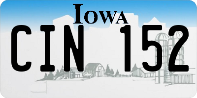 IA license plate CIN152