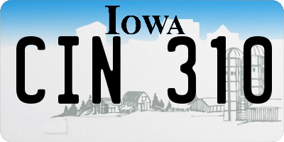 IA license plate CIN310