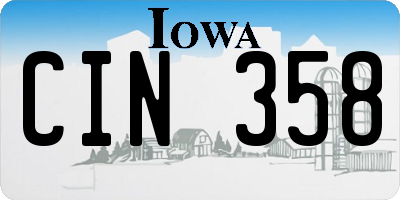 IA license plate CIN358