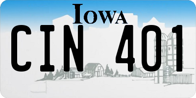 IA license plate CIN401
