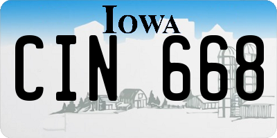 IA license plate CIN668
