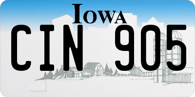 IA license plate CIN905