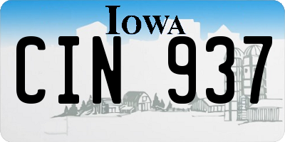 IA license plate CIN937