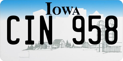 IA license plate CIN958