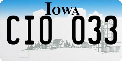 IA license plate CIO033