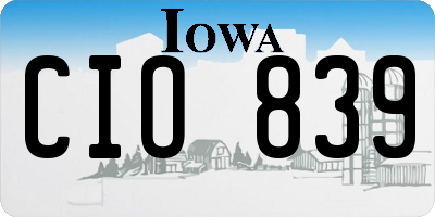 IA license plate CIO839