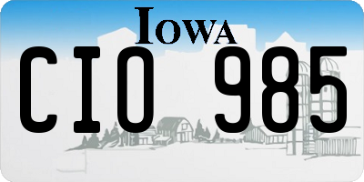 IA license plate CIO985