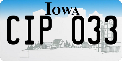 IA license plate CIP033