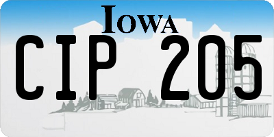 IA license plate CIP205