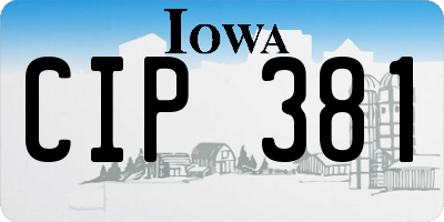 IA license plate CIP381