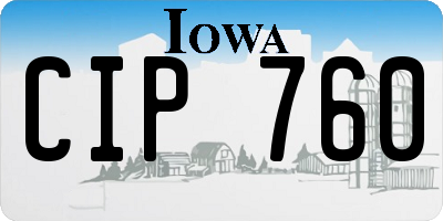 IA license plate CIP760