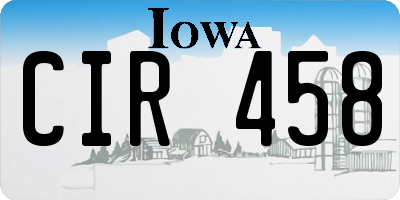 IA license plate CIR458