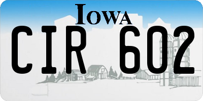 IA license plate CIR602