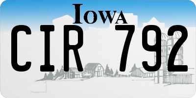 IA license plate CIR792