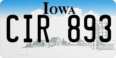 IA license plate CIR893