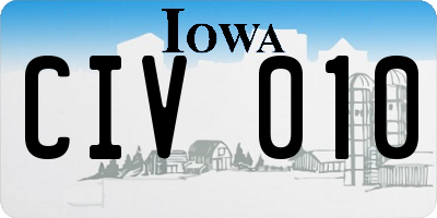 IA license plate CIV010