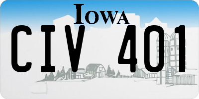 IA license plate CIV401