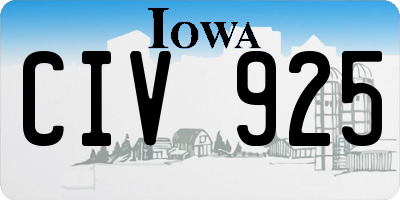 IA license plate CIV925